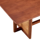 Coffee Table Solid Wood With Rattan Panel Sides Walnut - Furniture Home Direct
