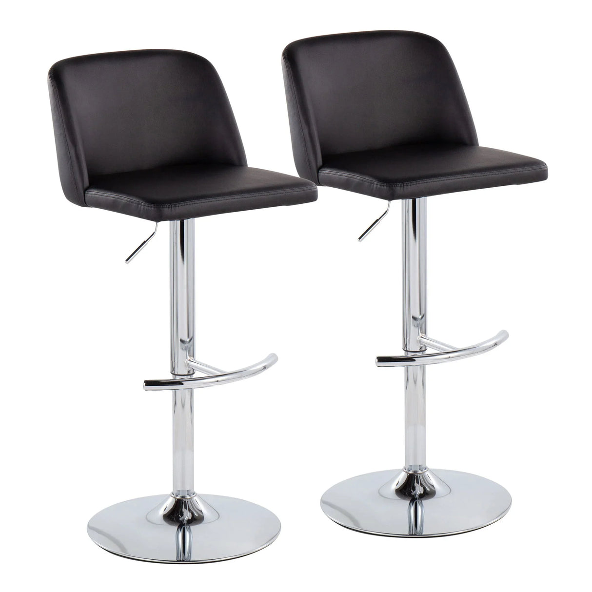 Toriano - Contemporary Adjustable Barstool With Swivel & Rounded T Footrest (Set of 2) - Furniture Home Direct