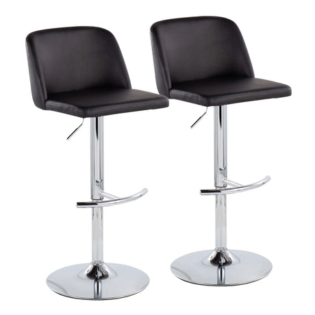 Toriano - Contemporary Adjustable Barstool With Swivel & Rounded T Footrest (Set of 2) - Furniture Home Direct
