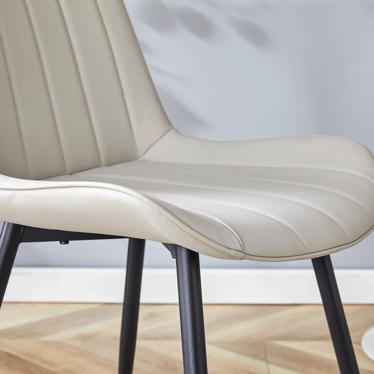 Dining Chairs Set Modern Upholstered PU Leather Gray - Furniture Home Direct