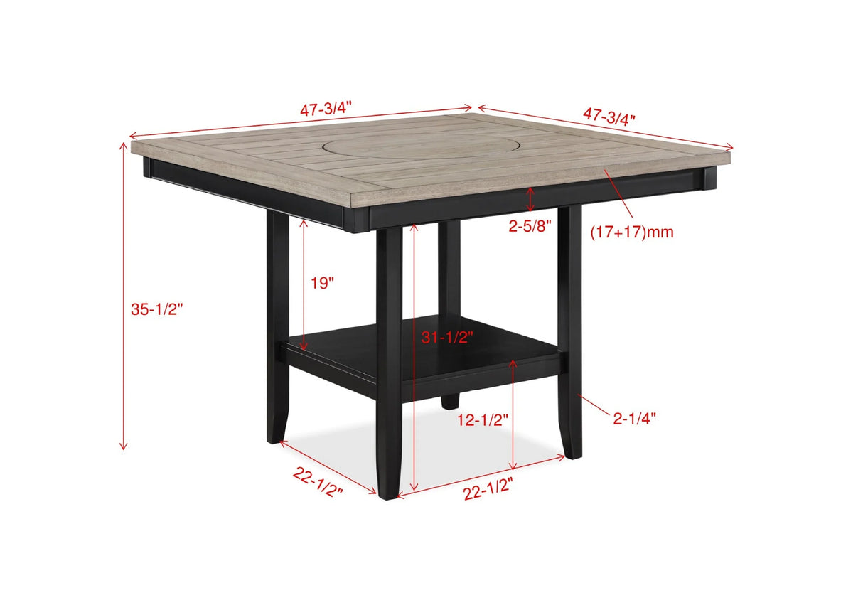 Dining Set Square Plank Top Table Chairs Light Gray - Furniture Home Direct