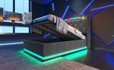 Twin Upholstered Bed 360 Surround LED Lighting USB C Gray - Furniture Home Direct