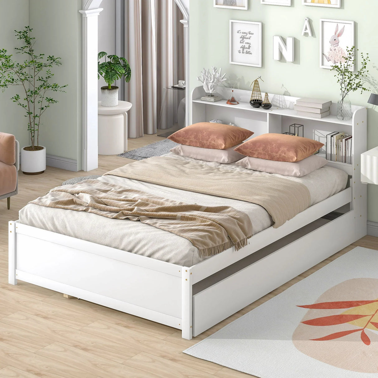 Full Bed With Trundle, Bookcase - Furniture Home Direct