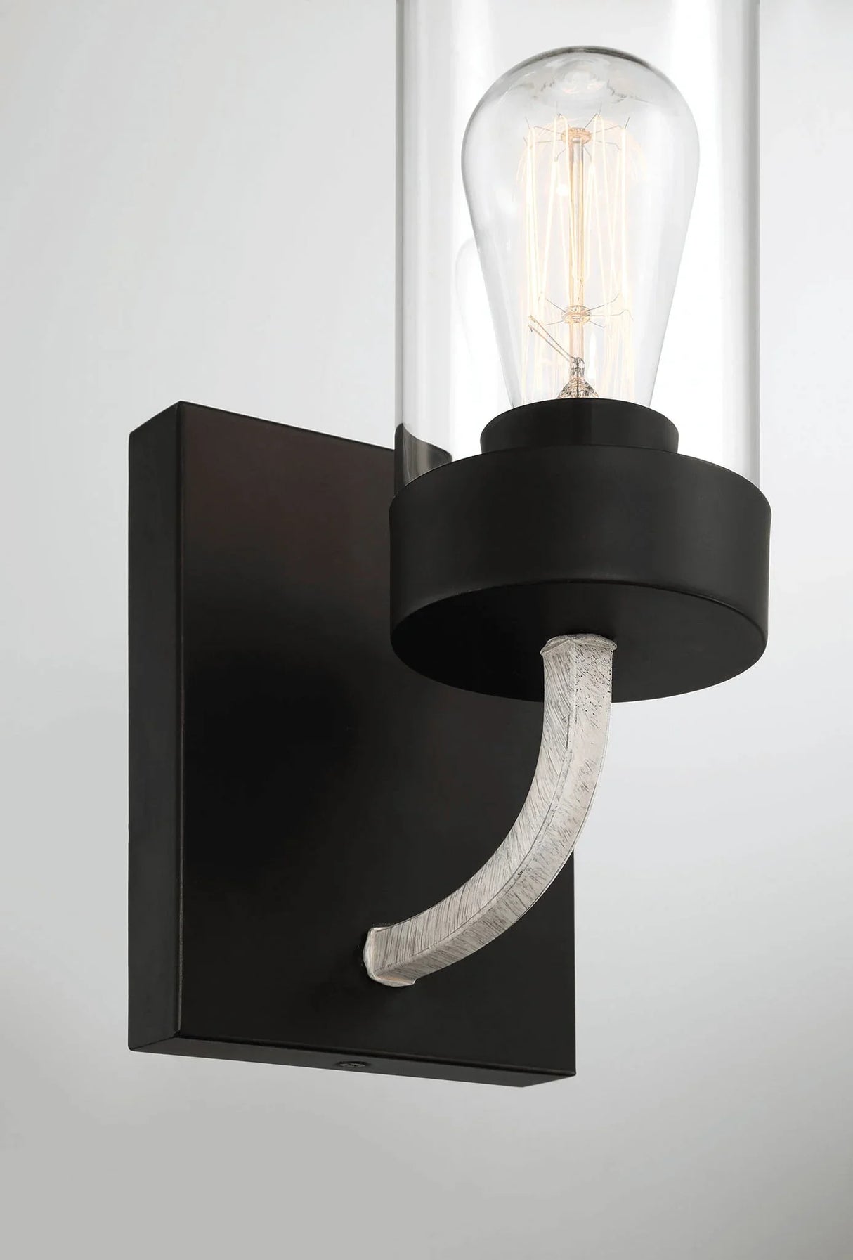 Zephyr - Single Light Sconce - Black / Clear - Furniture Home Direct
