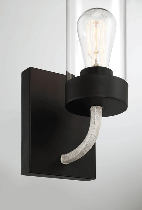Zephyr - Single Light Sconce - Black / Clear - Furniture Home Direct
