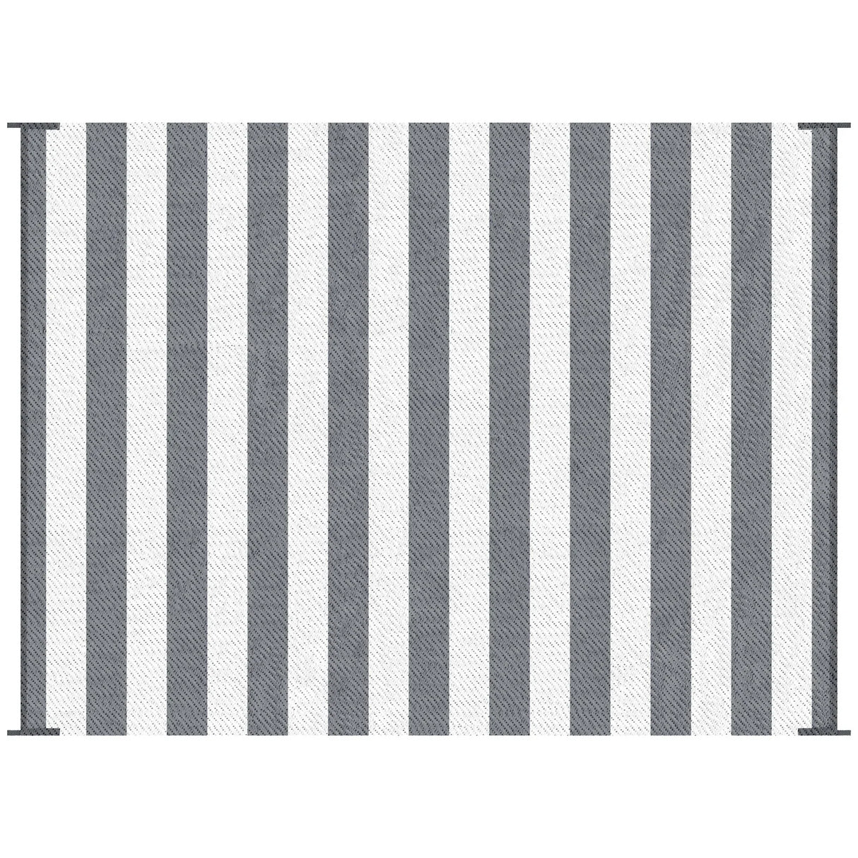 Outsunny - Reversible Outdoor Rug, 9' x 12' Waterproof Plastic Straw Floor Mat, Portable Rv Camping Carpet With Carry Bag, Large Floor Mat For Backyard, Deck, Picnic, Beach - Gray & White Striped - Furniture Home Direct
