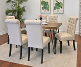 Dining Set Rubberwood Table With Upholstered Chairs Brown - Furniture Home Direct