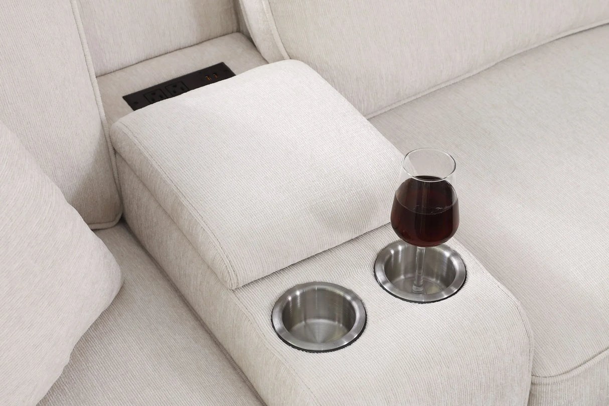 Rene - Sectional Sofa With Ottoman - Beige - Furniture Home Direct