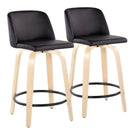 Toriano - Contemporary, Fixed Height Counter Stool With Swivel And Round Footrest (Set of 2) - Furniture Home Direct