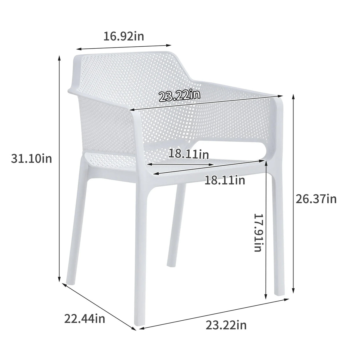 3 Piece Plastic Arm Chair Bistro Grs Premium Ocean Plastic - Furniture Home Direct