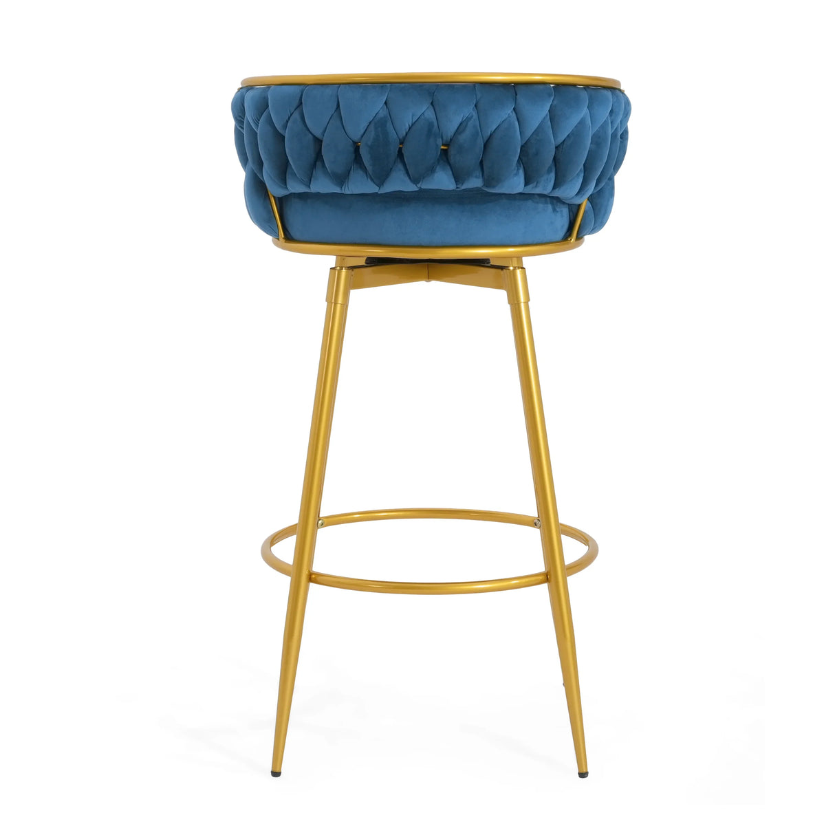 Counter Height Bar Stools Pair Tufted Gold Frame Blue - Furniture Home Direct