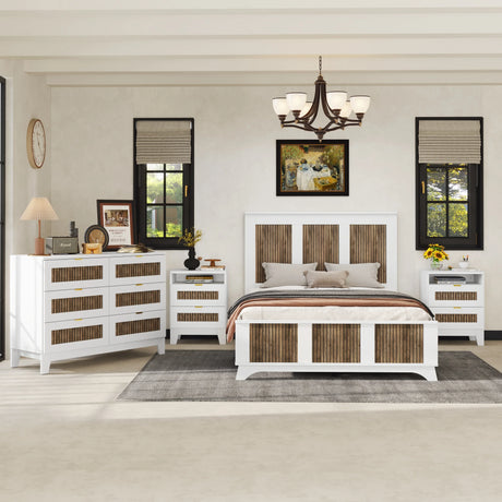 Bedroom Set Full Size Bed Dresser Nightstands Wood White - Furniture Home Direct