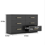 Large 6 Drawers Chest Of Drawer Dressers Table With Golden Handle - Furniture Home Direct