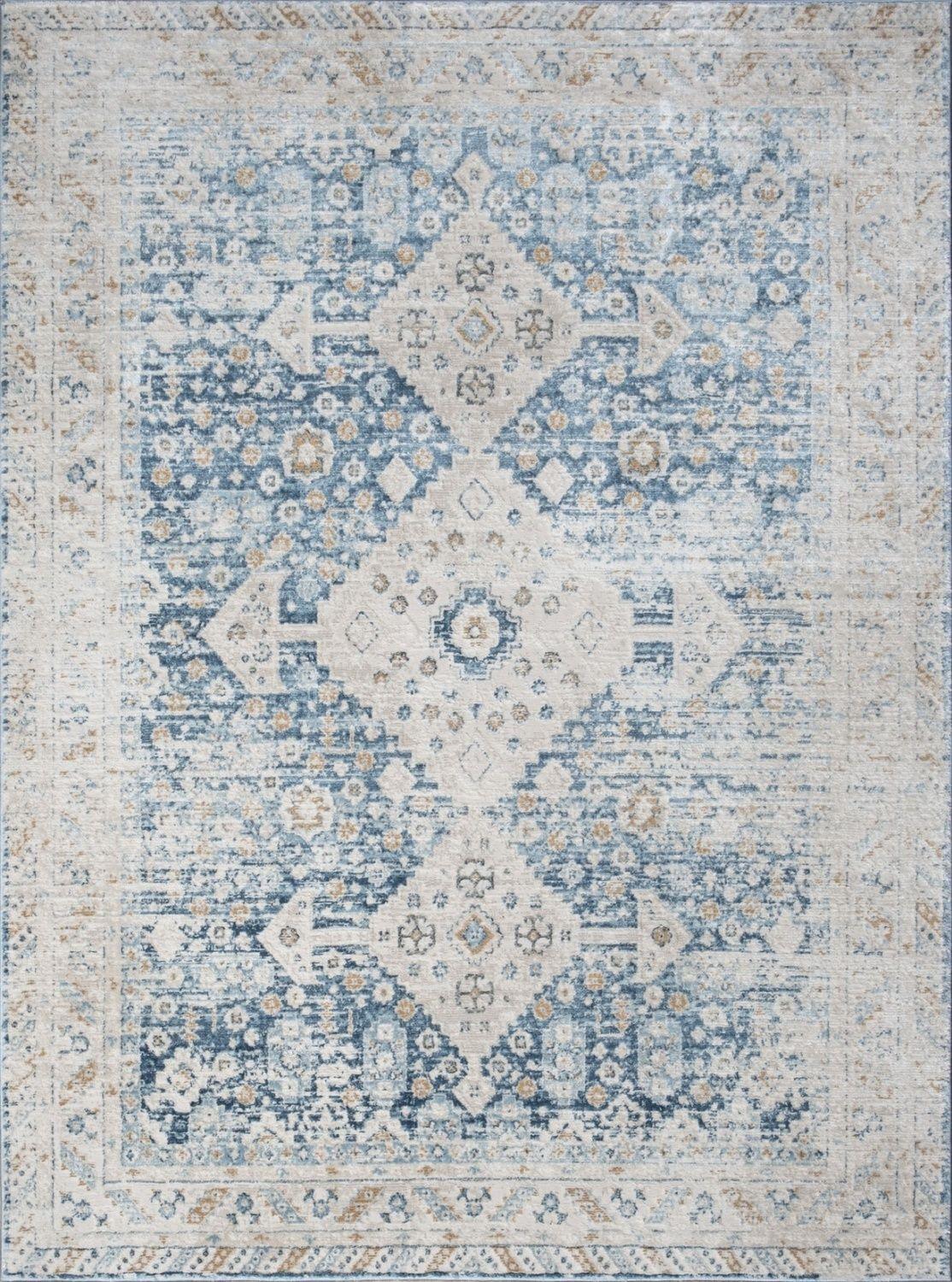 Noble - 5'3" X 7'3" Area Rug - Blue, Polyester - Furniture Home Direct