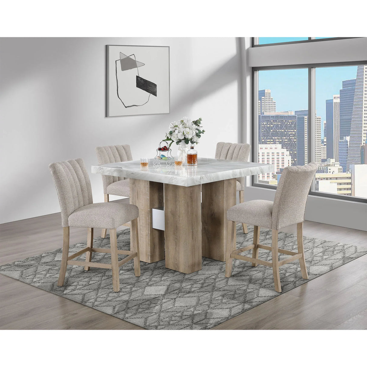 Mikha - Bar Table And 4 Bar Stools - Furniture Home Direct