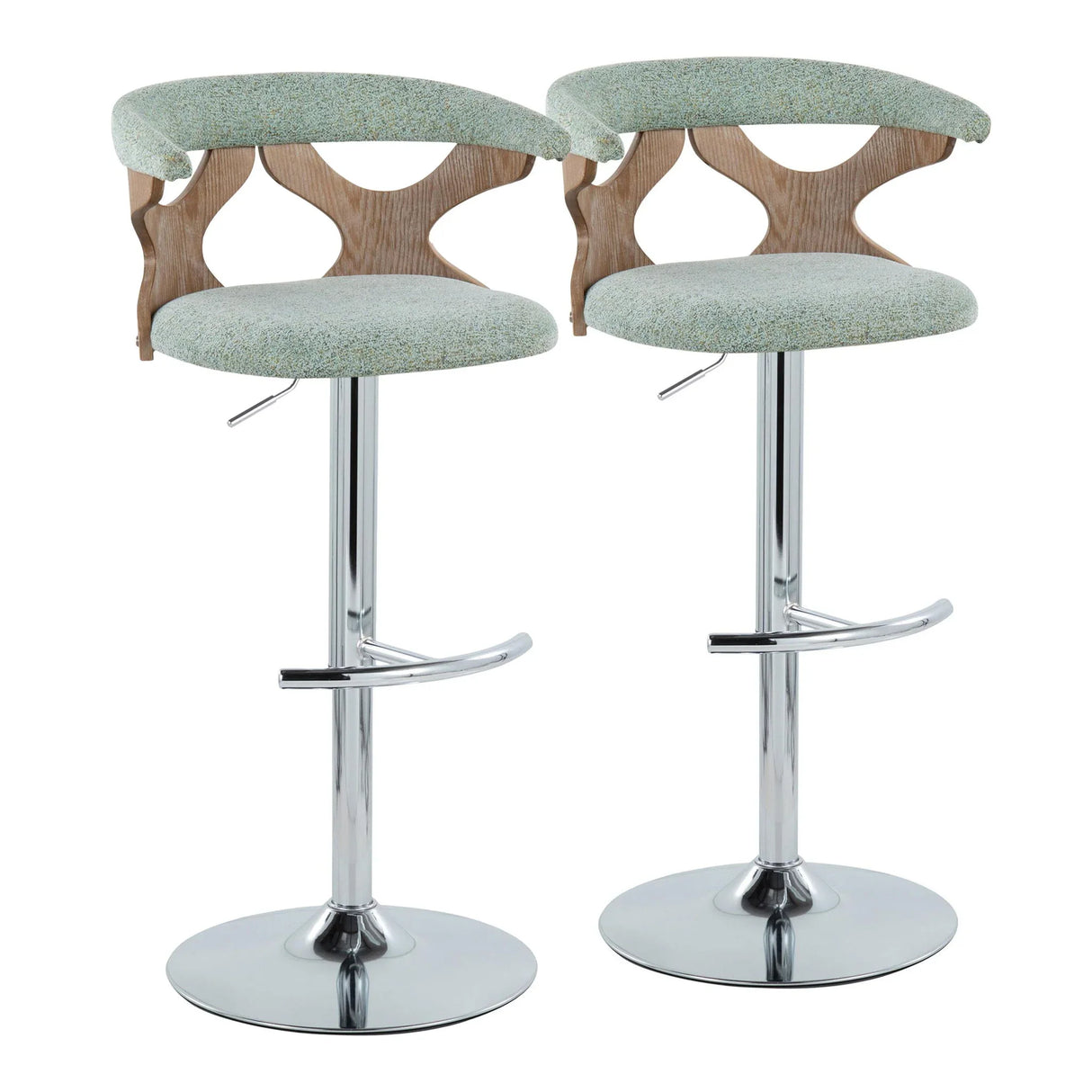 Gardenia - Contemporary Adjustable Barstool With Swivel / Rounded T Footrest (Set of 2) - Furniture Home Direct