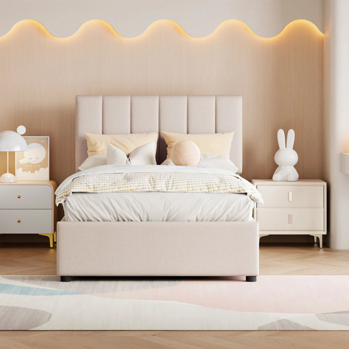 Upholstered Platform Bed With A Hydraulic Storage System - Furniture Home Direct