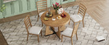 Dining Set Round Wood Table With Ladder Back Chairs Natural - Furniture Home Direct