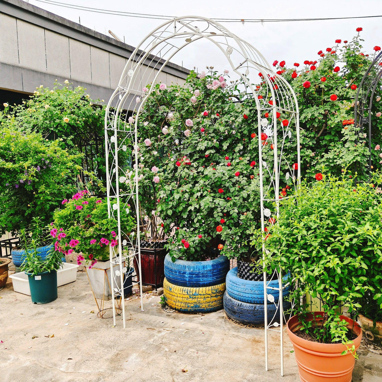 Metal Garden Arch Assemble Freely With 8 Styles Garden Arbor Trellis Climbing Plants Support Rose Arch - Furniture Home Direct