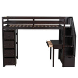 Loft Bed With Storage Drawers, Desk And Stairs With Shelves - Furniture Home Direct