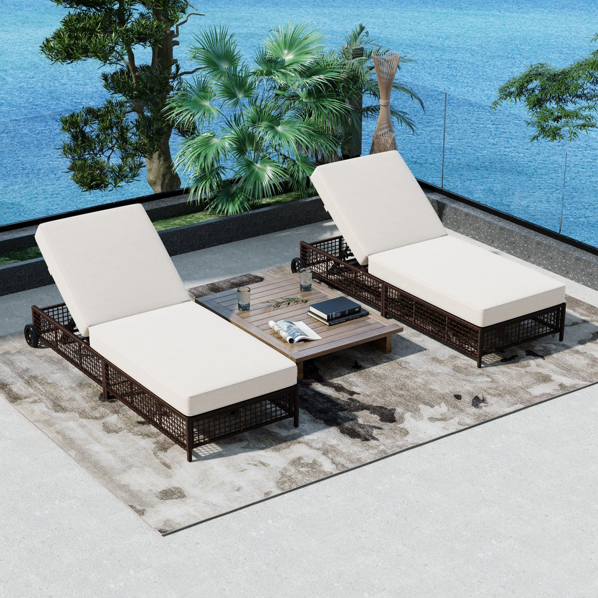 Outdoor Lounge Chair - Beige - Furniture Home Direct