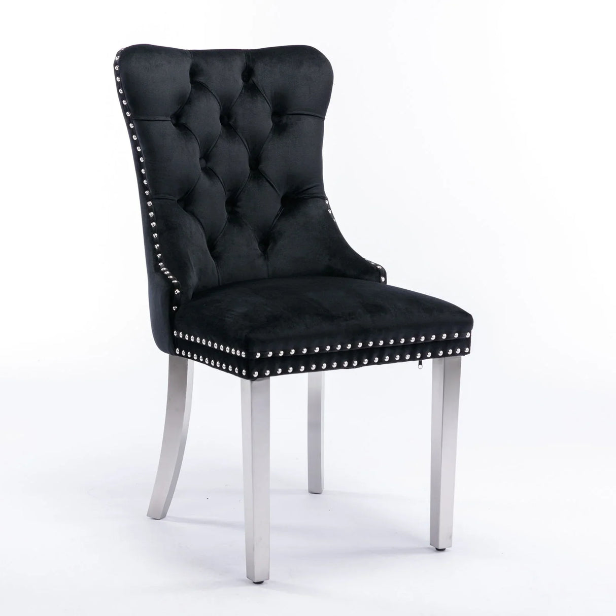 Nikki - Modern, High-End Tufted Solid Wood Contemporary Velvet Upholstered Dining Chair With Chrome Stainless Steel Plating Legs, Nailhead Trim (Set of 2) - Furniture Home Direct