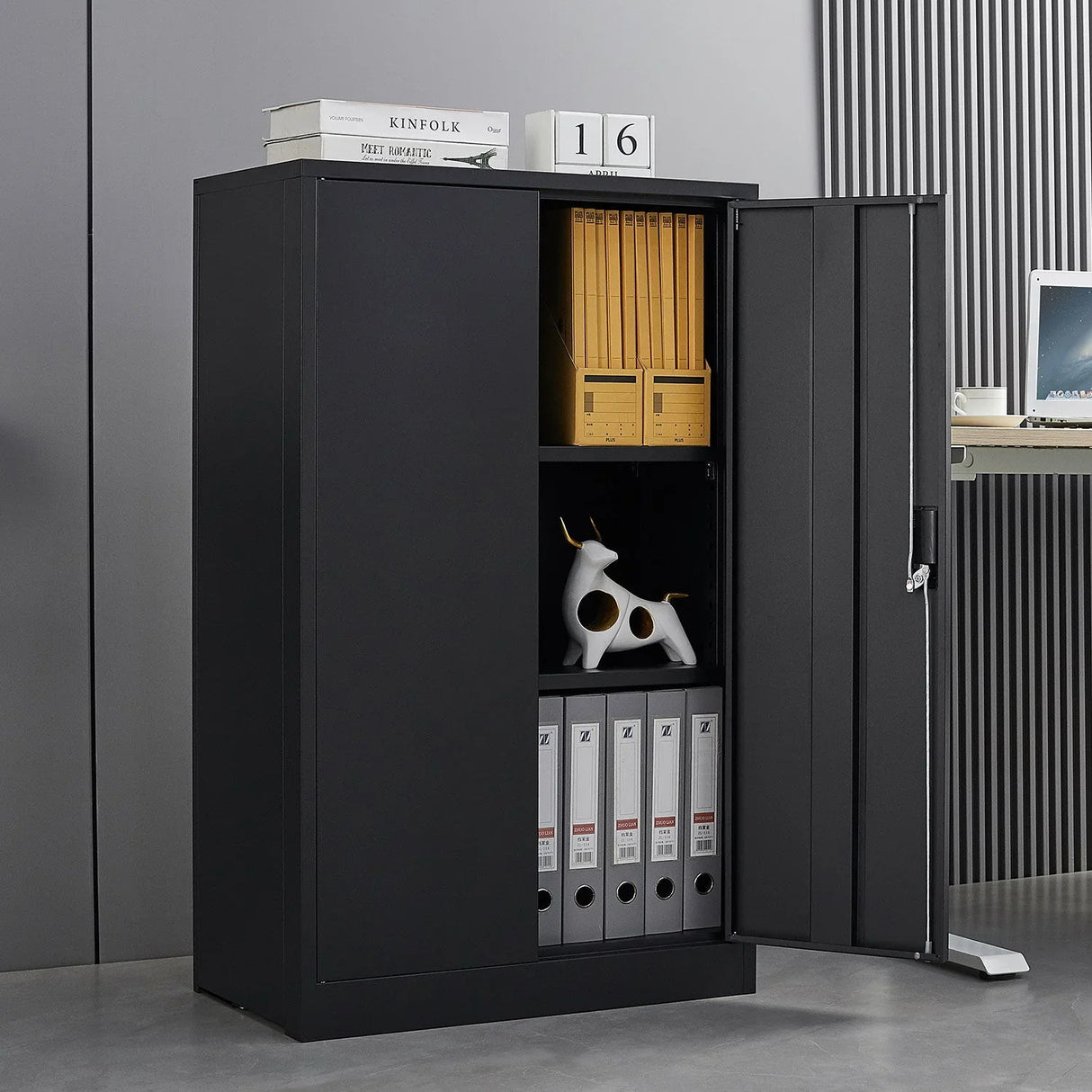 Metal Storage Cabinet With Locking Doors And Adjustable Shelf, Folding Filing Storage Cabinet, Folding Storage Locker Cabinet For Home Office, School, Garage - Furniture Home Direct