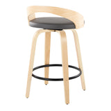 Grotto - Mid-Century Modern Fixed Height Counter Stool Swivel &h Round Footrest - Furniture Home Direct