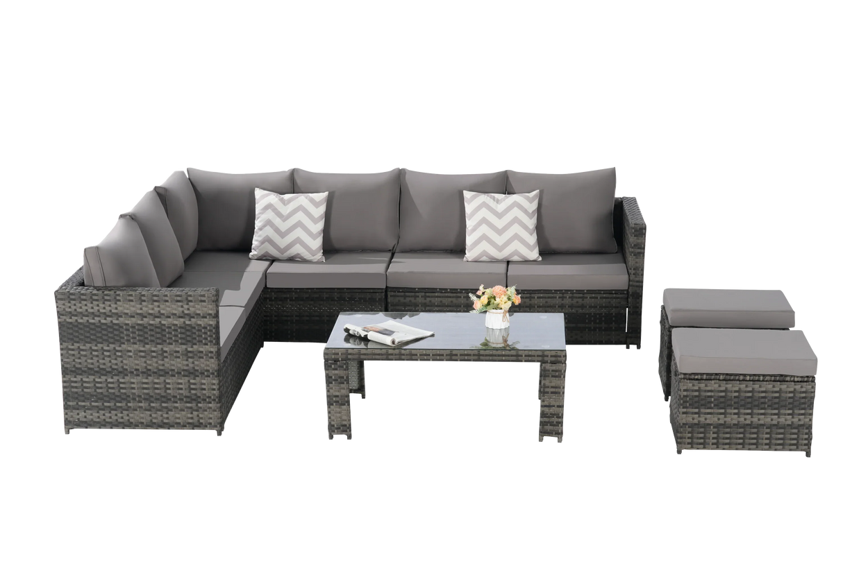 Outdoor Sectional Set - Gray - Furniture Home Direct