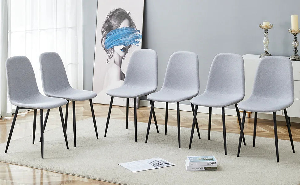 Dining Chairs Set Linen Cotton Upholstery Light Gray - Furniture Home Direct