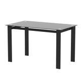 Modern 7 Piece Dining Table Set With Glass Top And Chairs - Black - Furniture Home Direct