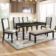 Dining Set With Tufted High Back Chairs And Bench Black - Furniture Home Direct