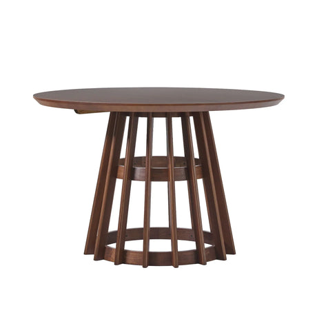 Round Dining Table With Pedestal Base - Brown - Furniture Home Direct