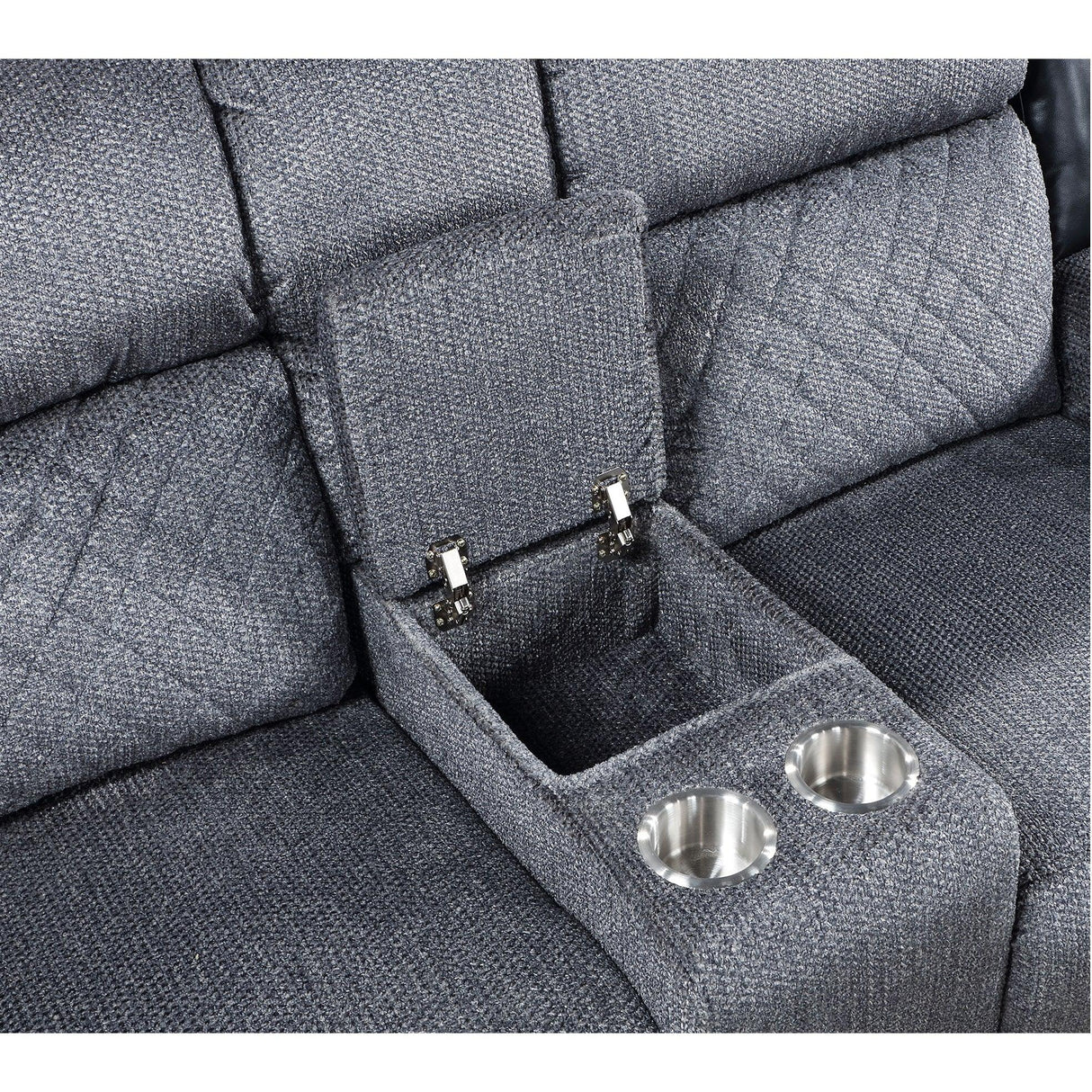 ALICIA GREY/BLACK CONSOLE RECLINING LOVESEAT - Furniture Home Direct