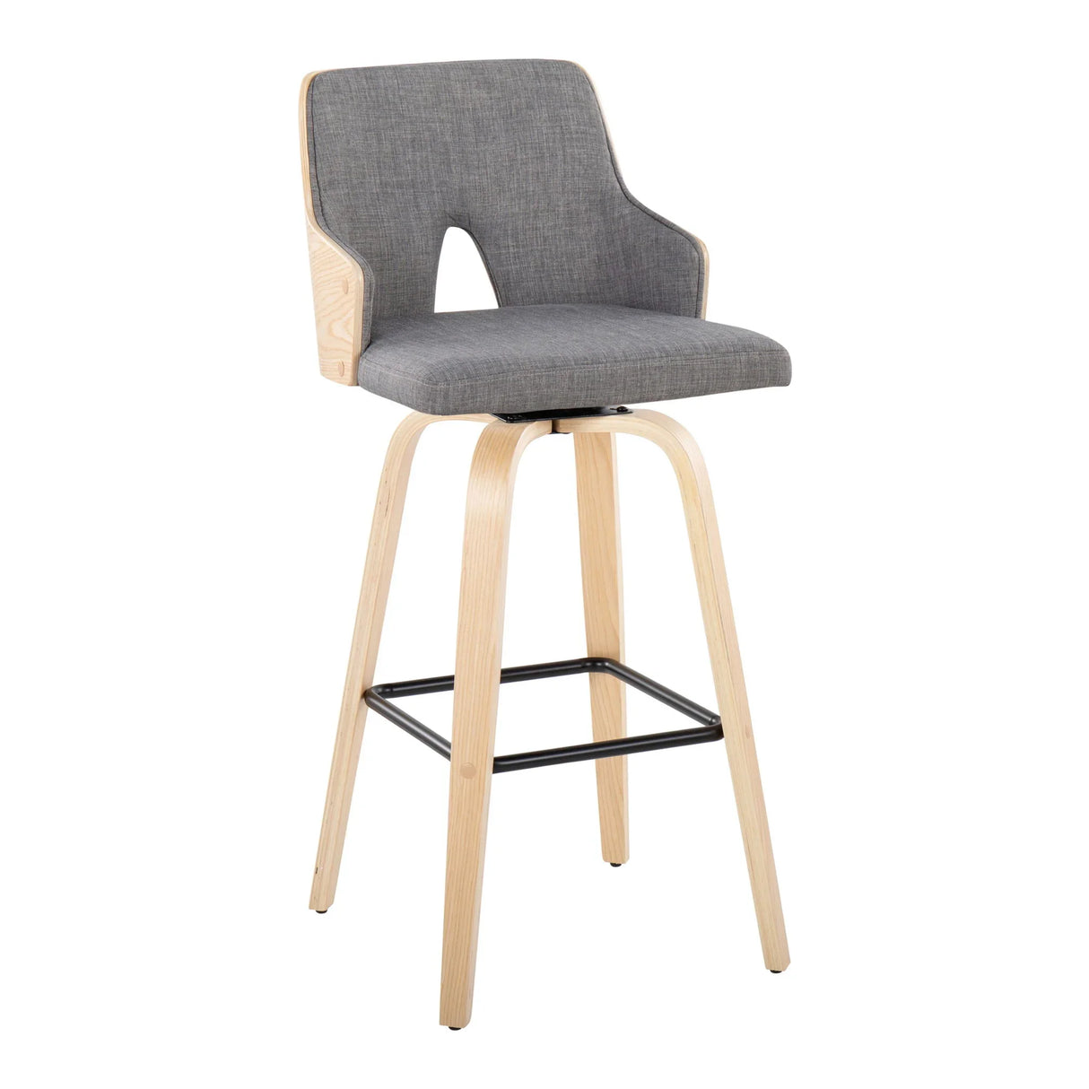 Stella - Contemporary Fixed Height Barstool With Swivel Square Footrest (Set of 2) - Furniture Home Direct