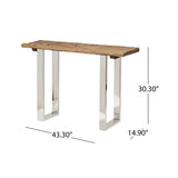 Rustic Glam Console Table With Reclaimed Wood And Iron Frame - Natural - Furniture Home Direct