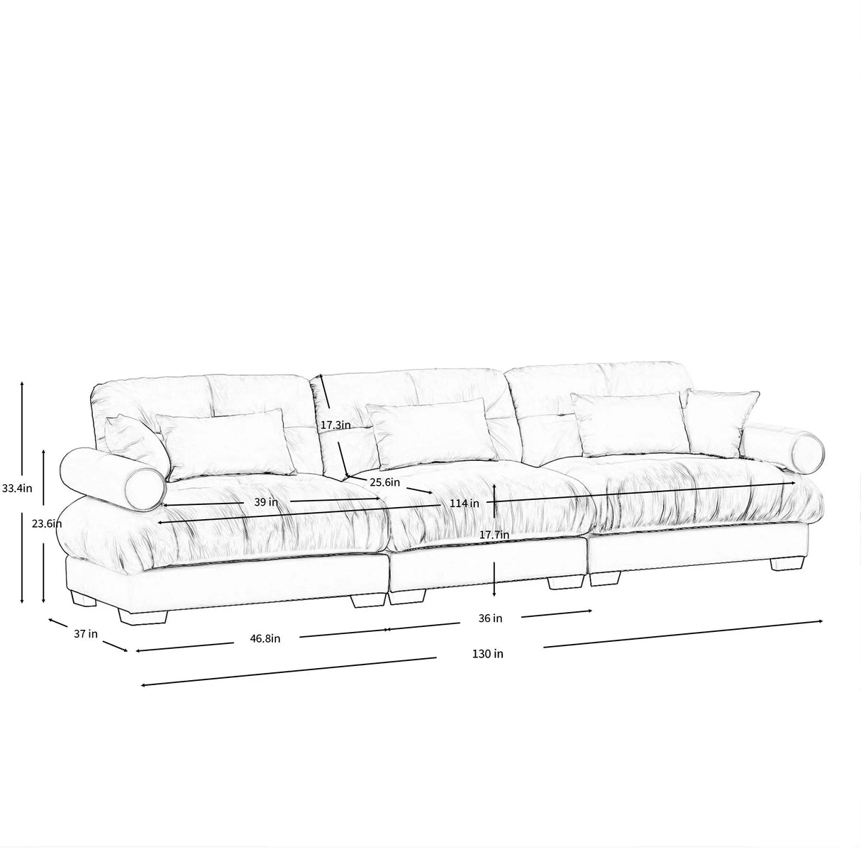 Modern Velvet Sofa With Bolstered Armrests And Pillows - Furniture Home Direct