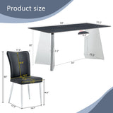 Dining Set Faux Marble Table With Black Chairs Silver - Furniture Home Direct