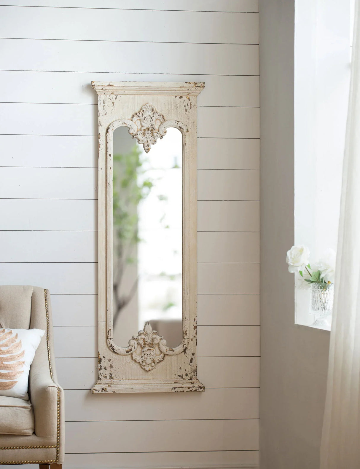 Full Length Mirror With Solid Wood Frame, Floor Mirror For Living Room Bedroom Entryway - White - Furniture Home Direct