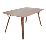 Folia Bacci - 5 Piece Mid-Century Modern Dining Set - Walnut / Cream - Furniture Home Direct