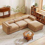 Contemporary Elegant White Chenille Sofa With Storage And Ottoman - Furniture Home Direct