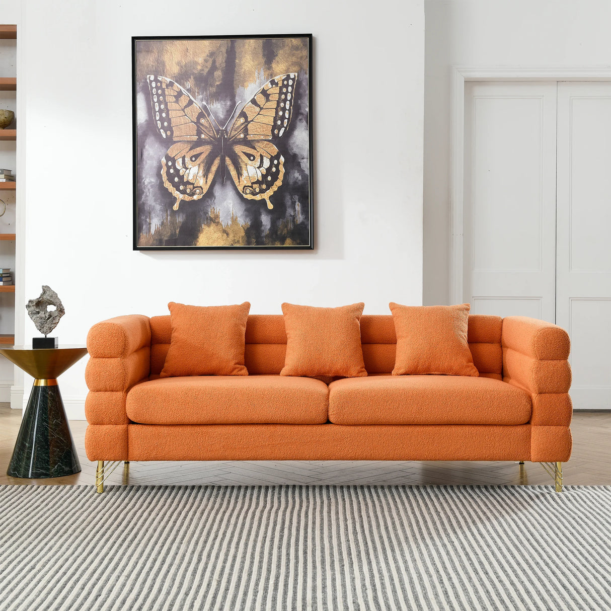 2 PC Living Room Set ( 2 Sofas) - Orange - Furniture Home Direct