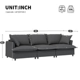 3 Seat Sofa Module For Modular Sectional Wide Seat Cloud Couch With Throw Pillows Upholstered - Furniture Home Direct