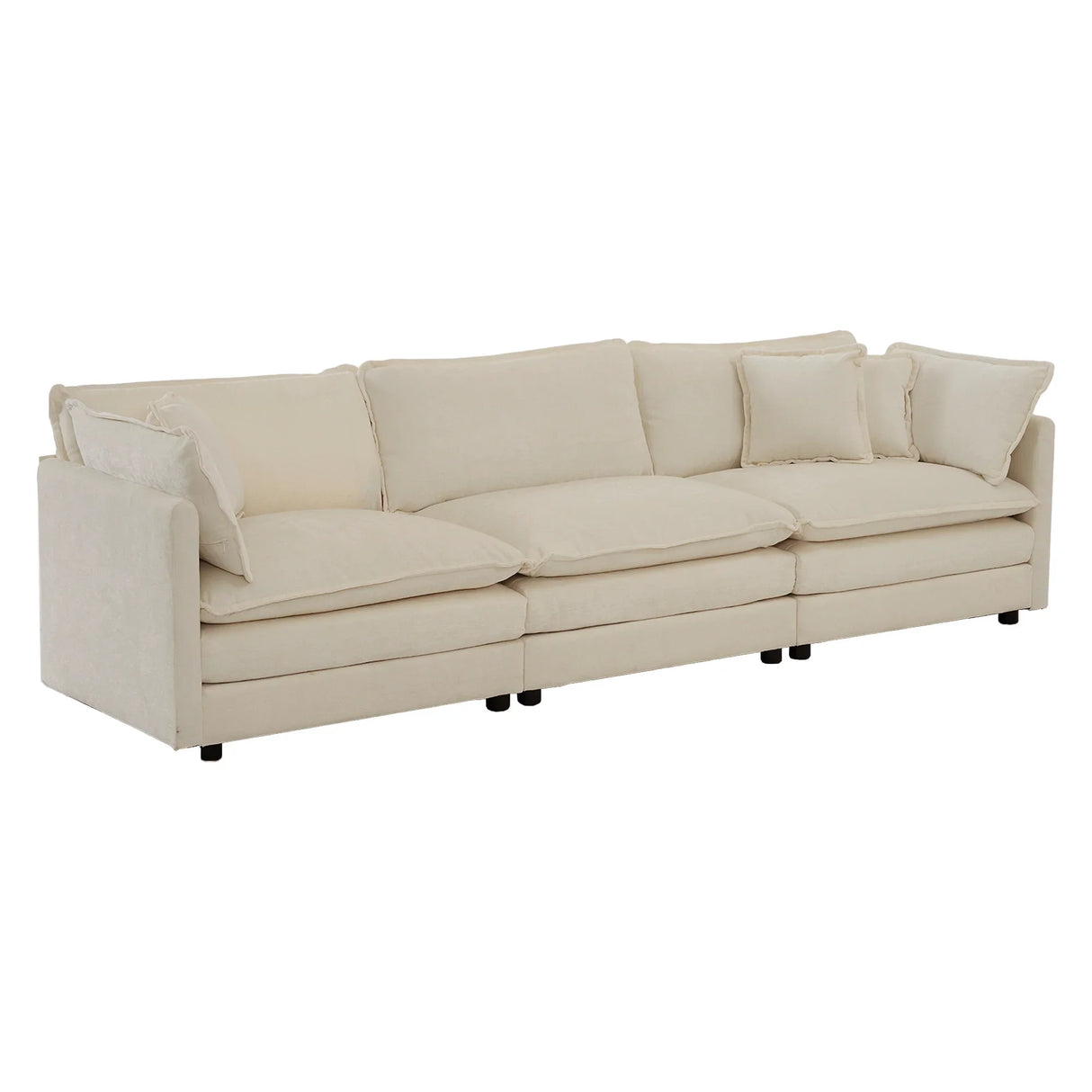 Oversized 3 Piece Living Room Set Including One Sofa and Two Love Seats - Beige - Furniture Home Direct