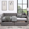 Twin Size Upholstered Daybed With Two Drawers, Slat Support - Gray - Furniture Home Direct