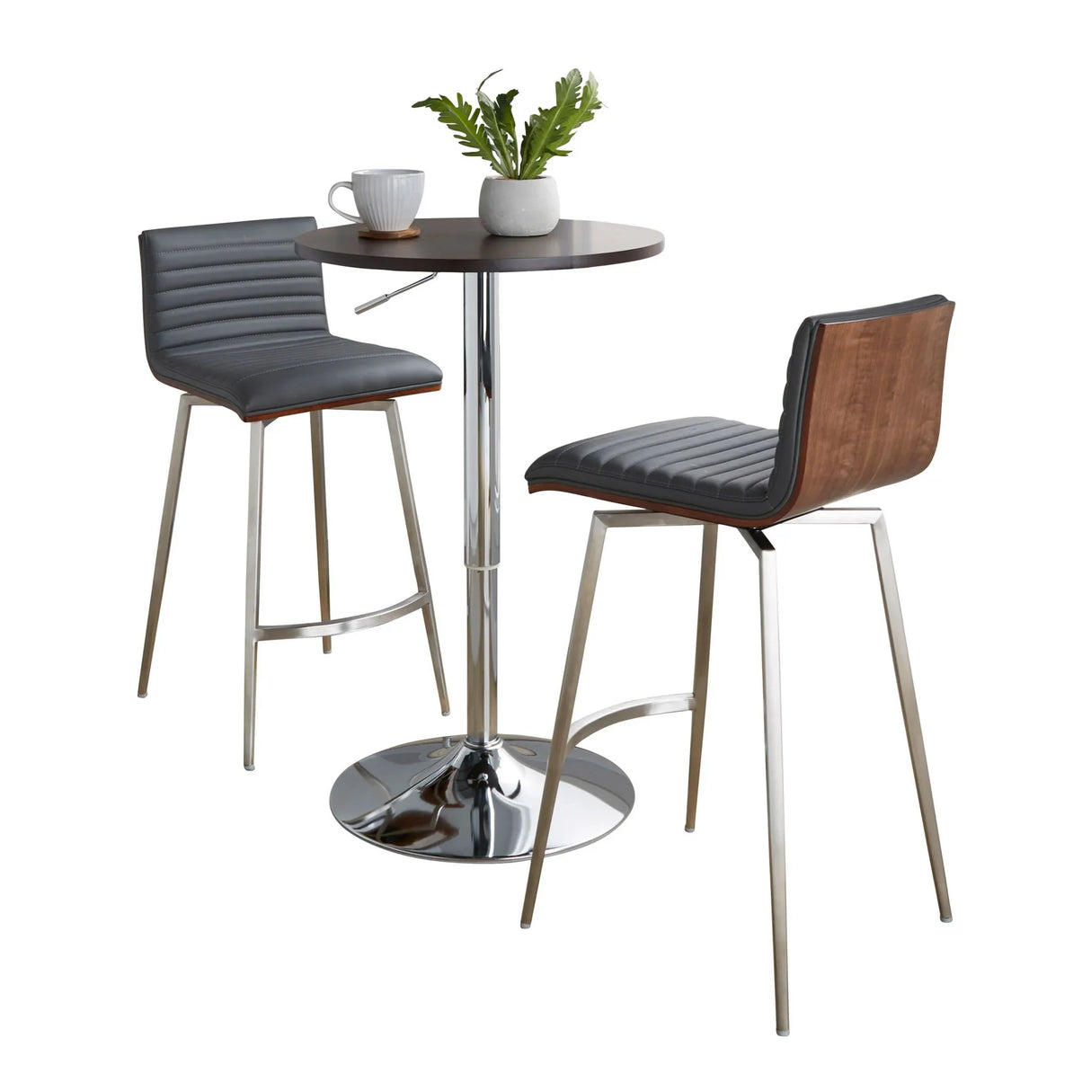 Mason - 3 Piece Swivel Mid Century Modern Counter Height Dining Set With Adjustable Table - Furniture Home Direct