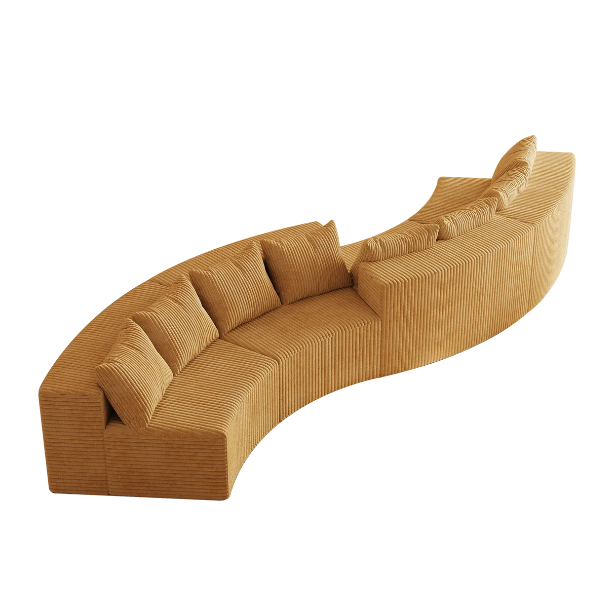 Corduroy curved Modular sectional with 8 pillows - Yellow - Furniture Home Direct