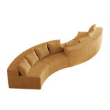 Corduroy curved Modular sectional with 8 pillows - Yellow - Furniture Home Direct