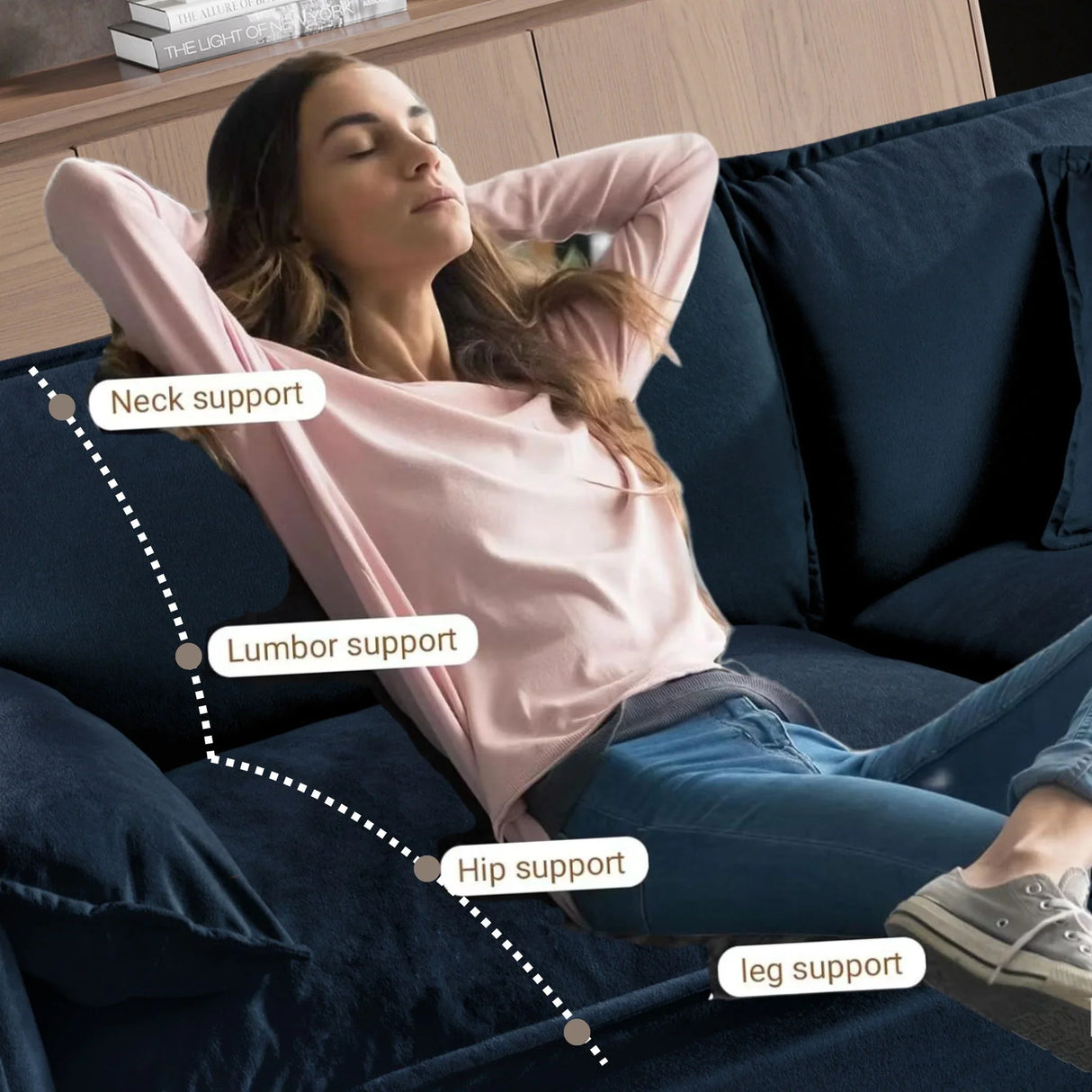 Modern Comfy Deep Seat Modular Sectional Sofa Cloud Couch With Ottoman - Furniture Home Direct