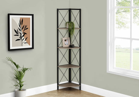 Bookshelf, Bookcase, Etagere, Corner, 4 Tier, Office, Marble Look Contemporary & Modern - Furniture Home Direct